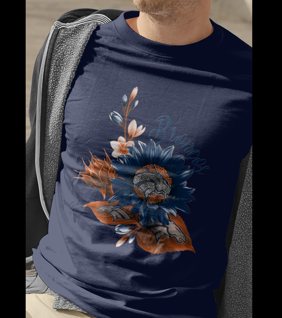 Broncos Floral Design With Team Logo Elements T-Shirt