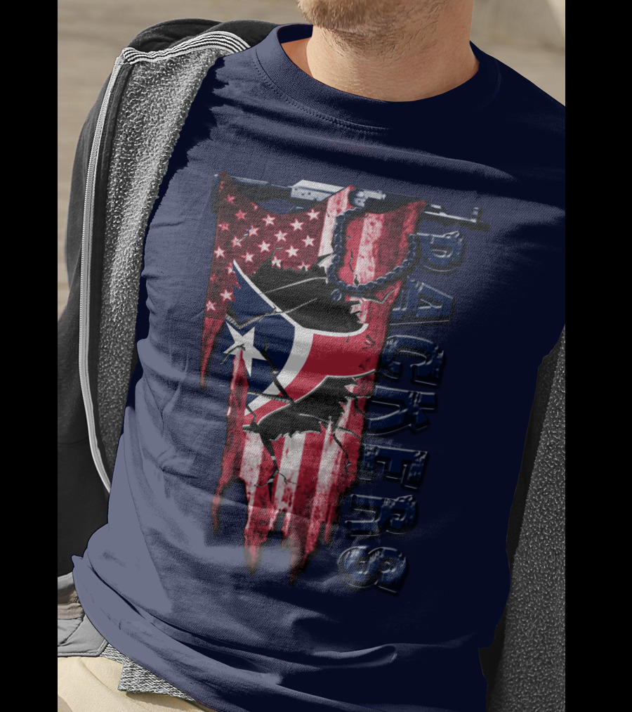 Houston Texans Packers American Flag T-Shirt