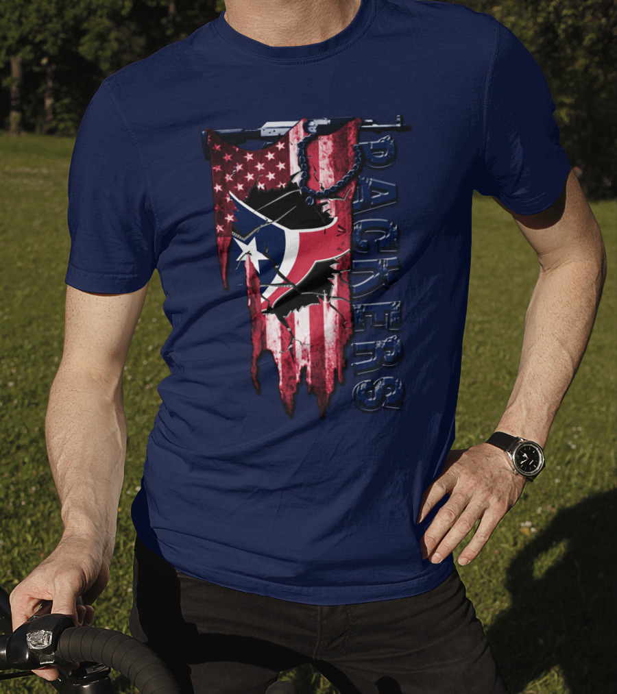Houston Texans Packers American Flag T-Shirt