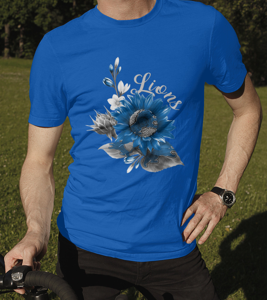 Detroit Lions Blue Floral T-Shirt