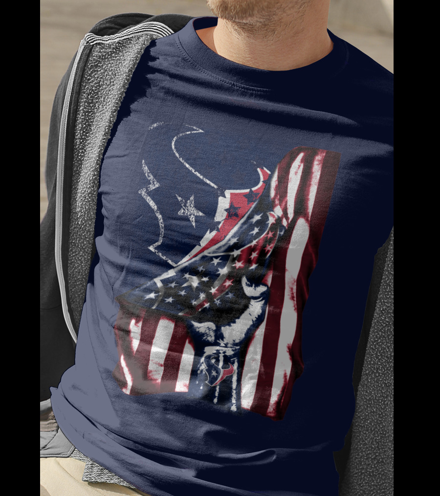 Houston Texans American Flag Fist T-Shirt