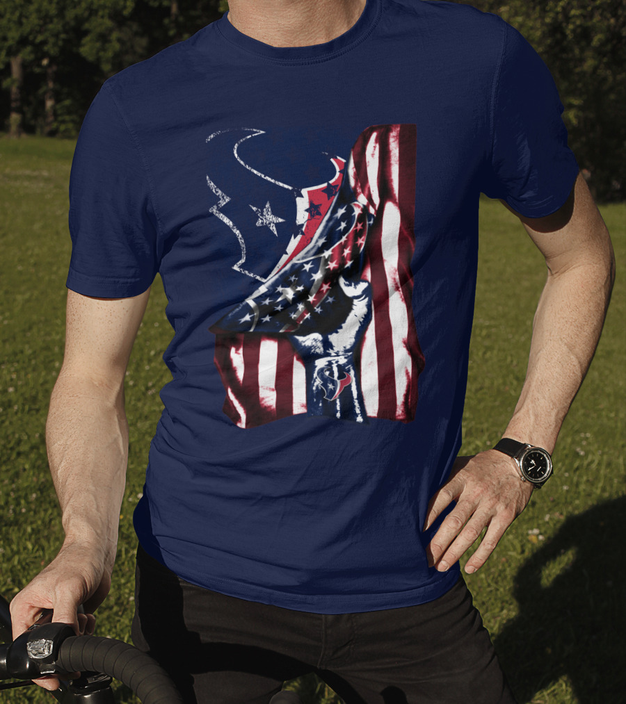 Houston Texans American Flag Fist T-Shirt