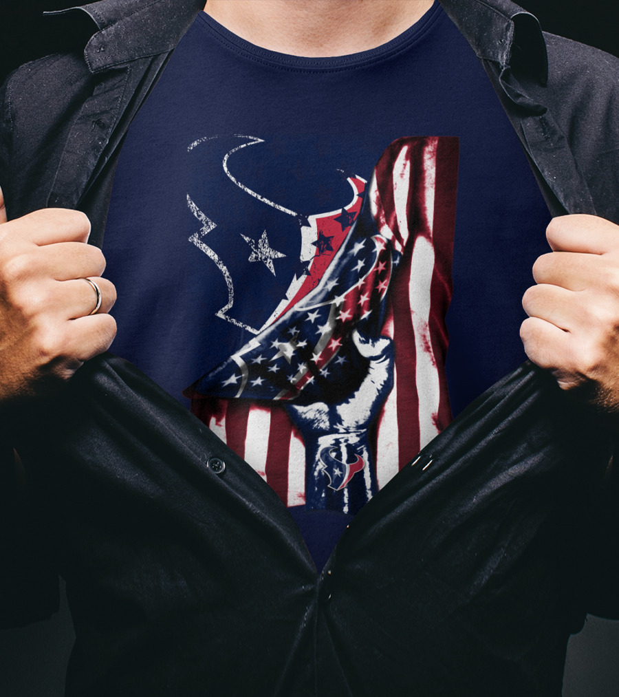Houston Texans American Flag Fist T-Shirt
