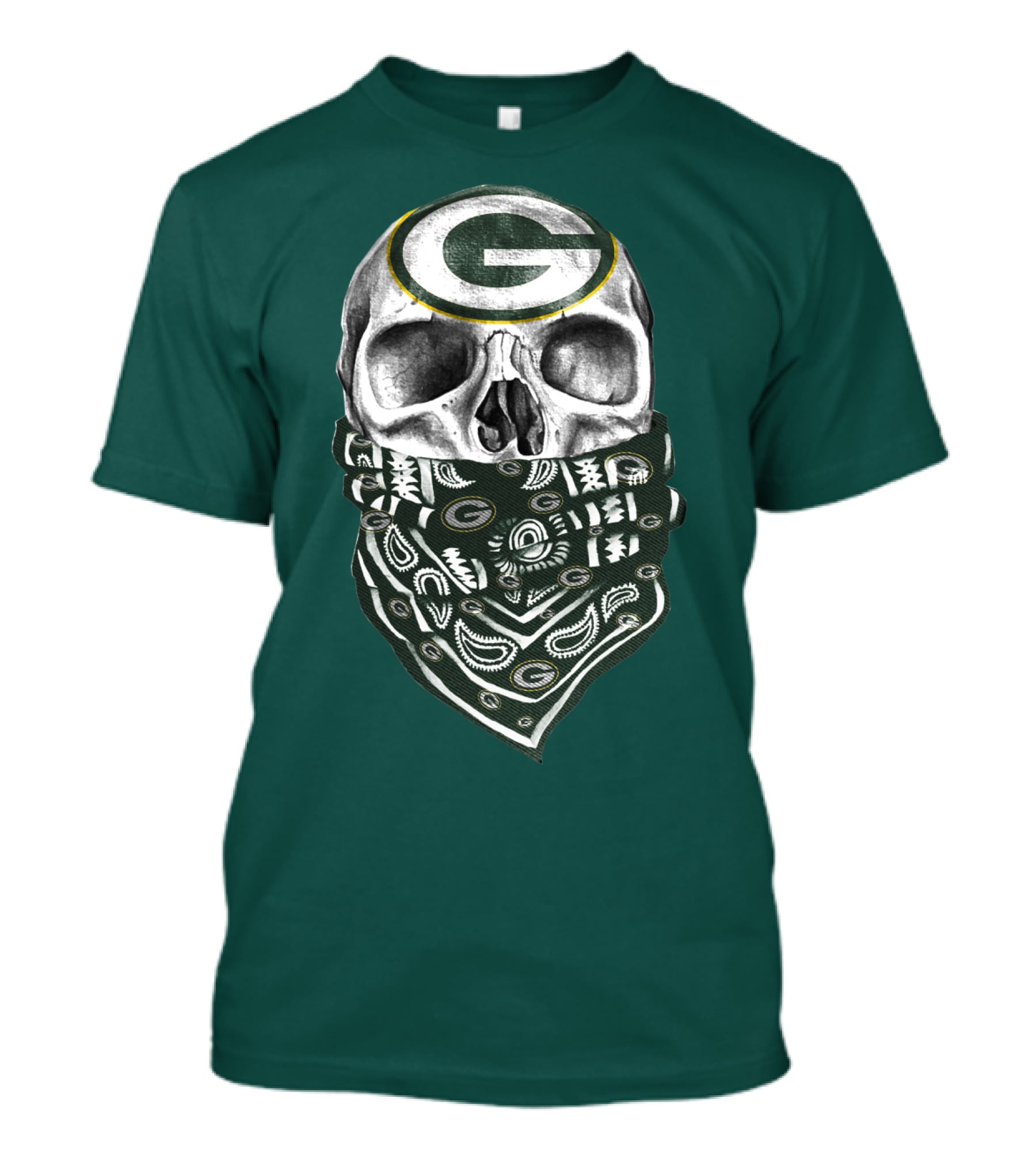 Green Bay Packers Skull Bandana Style T-Shirt