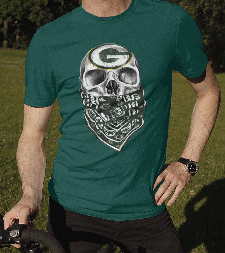 Green Bay Packers Skull Bandana Style T-Shirt