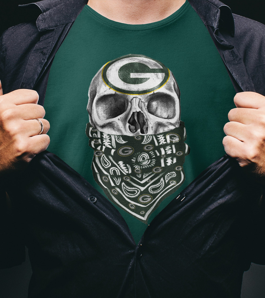 Green Bay Packers Skull Bandana Style T-Shirt