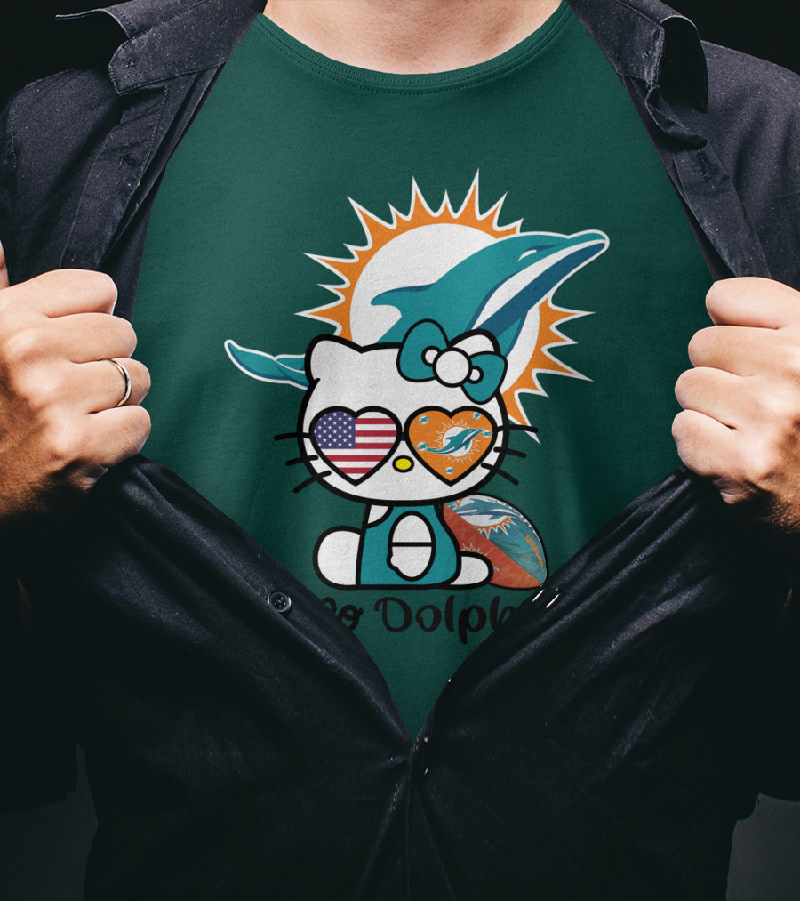 Hello Dolphins Miami Dolphins American Flag T-Shirt