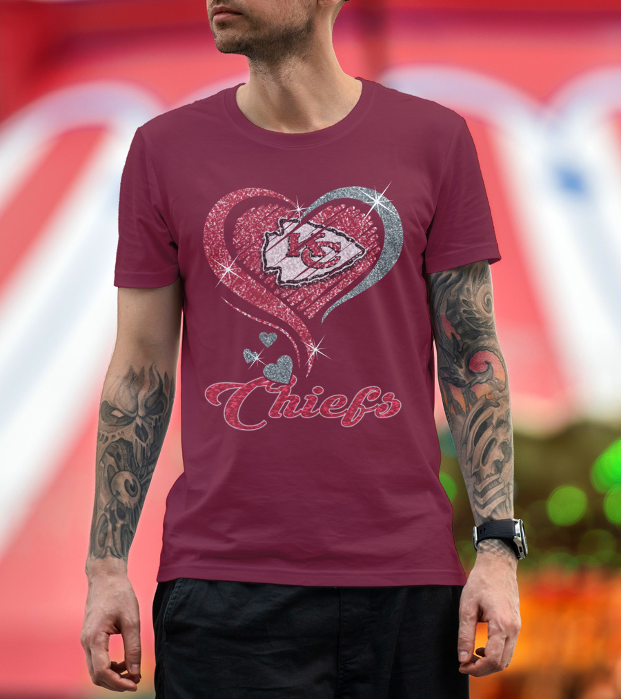 Kansas City Chiefs Heart Logo Sparkle Chiefs T-Shirt