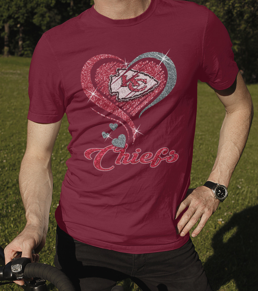 Kansas City Chiefs Heart Logo Sparkle Chiefs T-Shirt