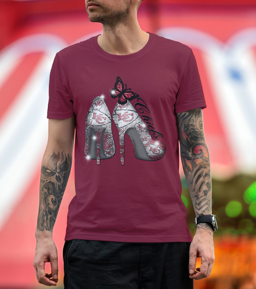 Kansas City Chiefs High Heels With Butterfly T-Shirt