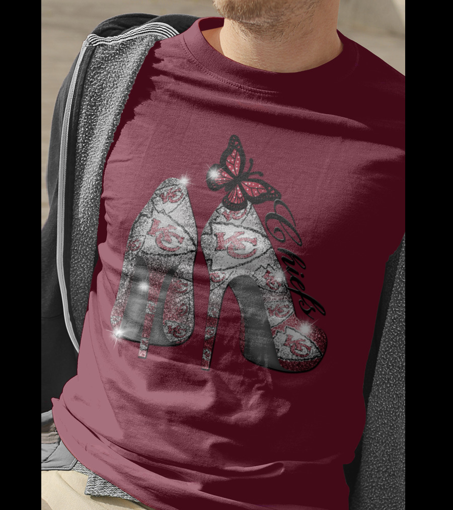 Kansas City Chiefs High Heels With Butterfly T-Shirt