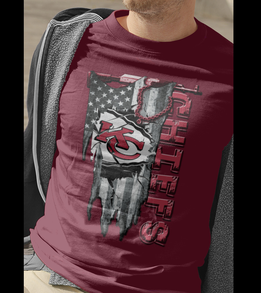 Chiefs Kc American Flag Torn T-Shirt