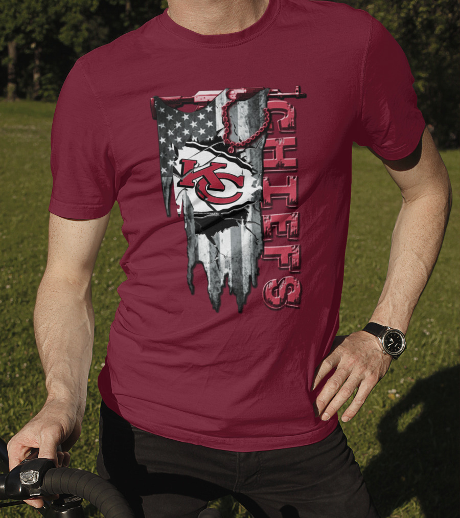 Chiefs Kc American Flag Torn T-Shirt