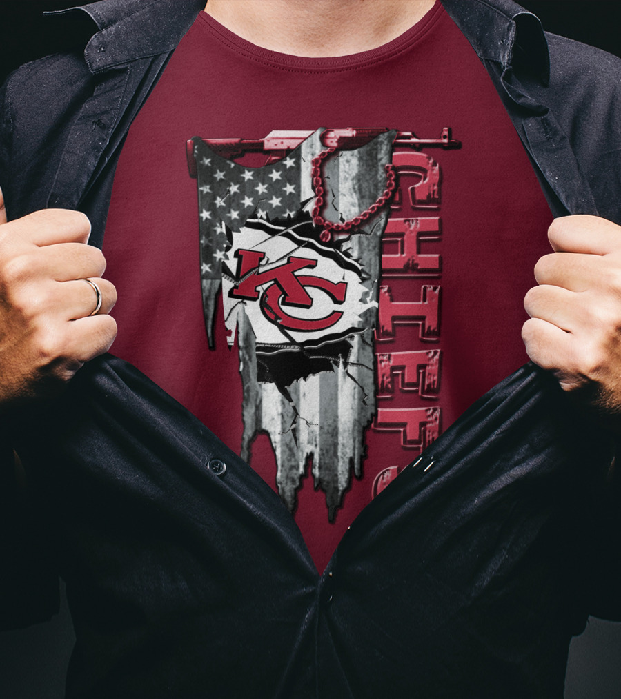 Chiefs Kc American Flag Torn T-Shirt