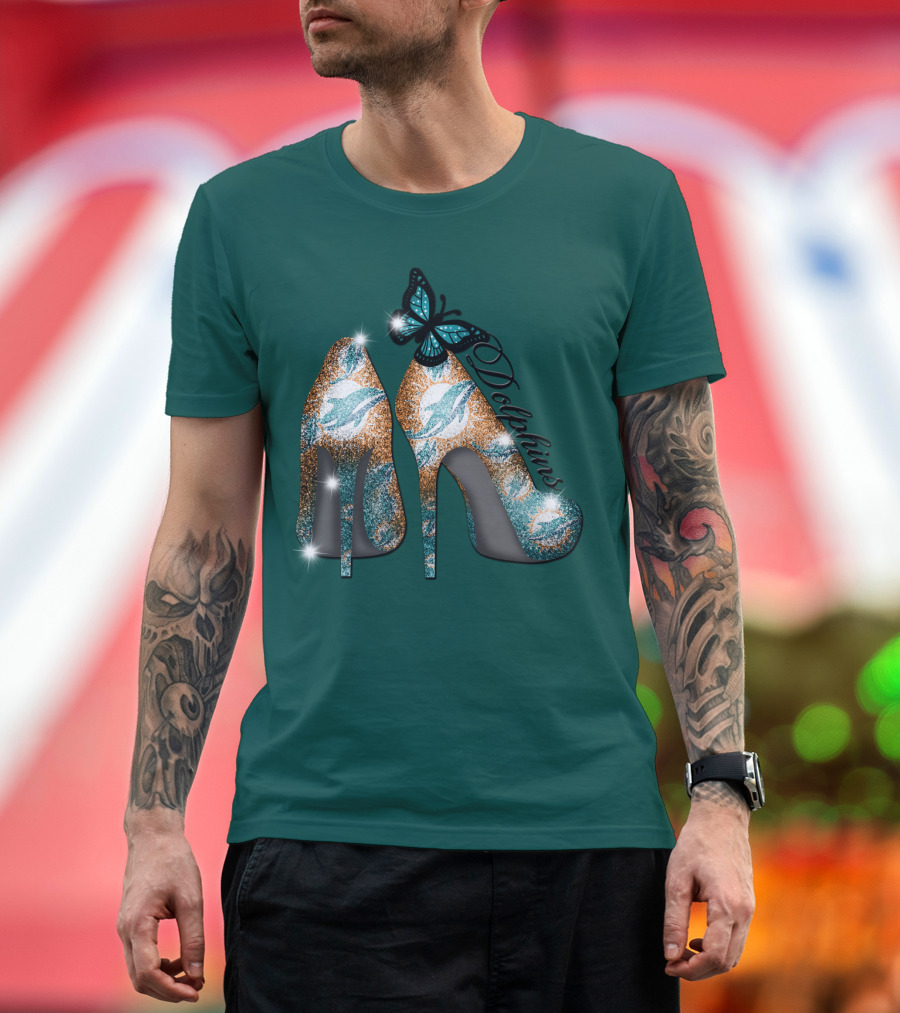 Miami Dolphins Heels With Butterfly T-Shirt