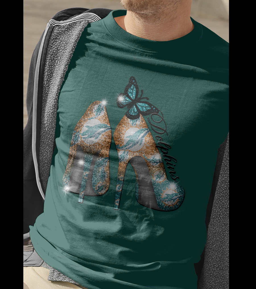 Miami Dolphins Heels With Butterfly T-Shirt
