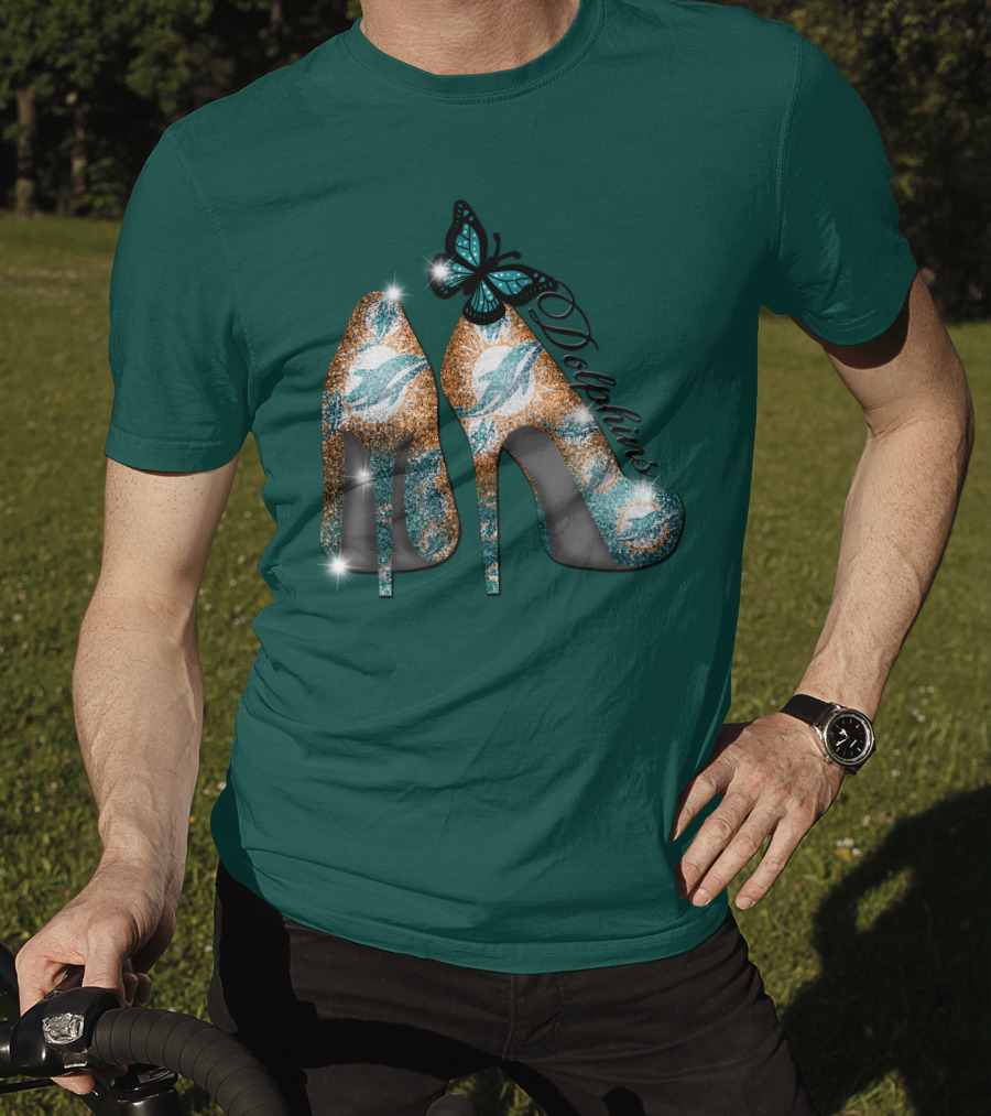 Miami Dolphins Heels With Butterfly T-Shirt