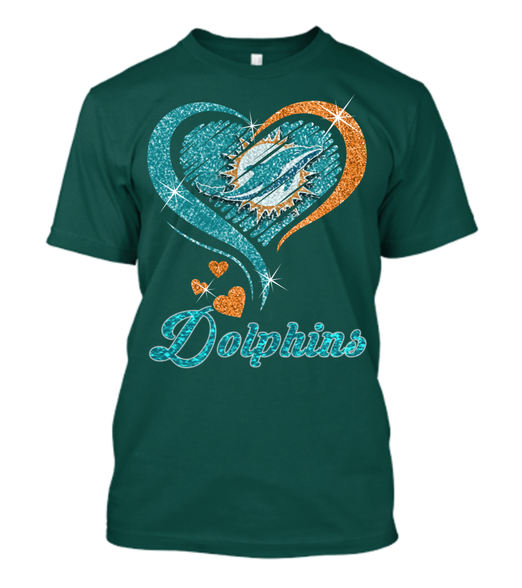 Miami Dolphins Sparkling Heart T-Shirt
