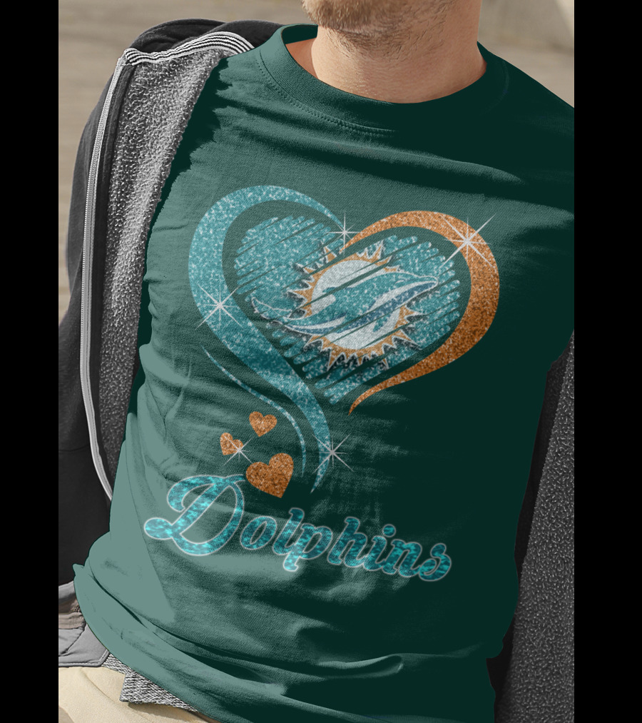 Miami Dolphins Sparkling Heart T-Shirt