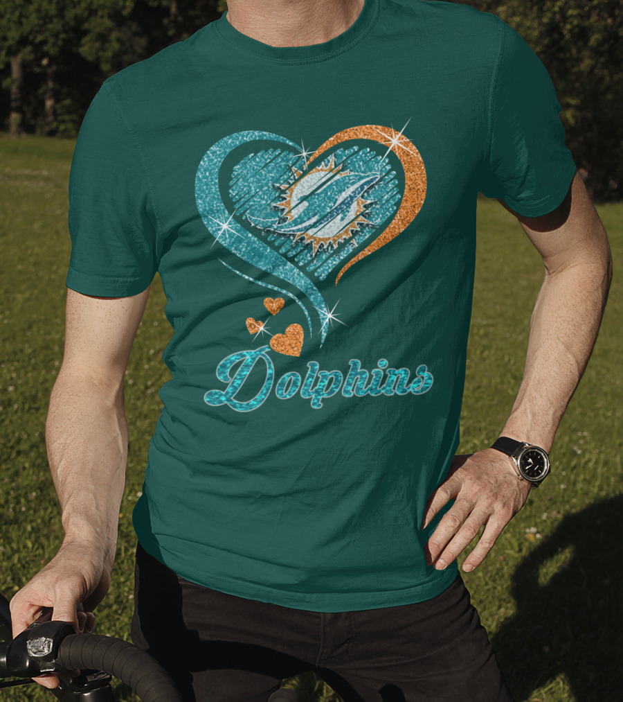 Miami Dolphins Sparkling Heart T-Shirt