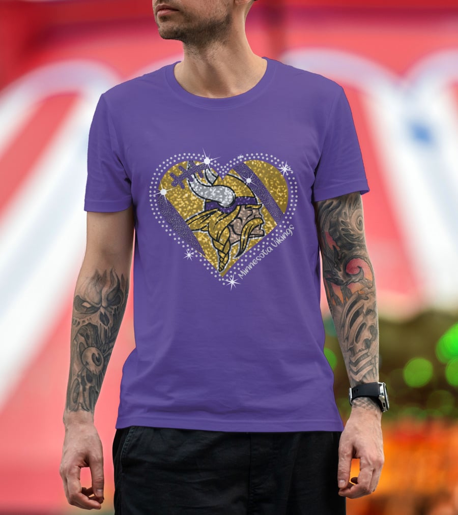 Minnesota Vikings Heart With Iconic Viking T-Shirt