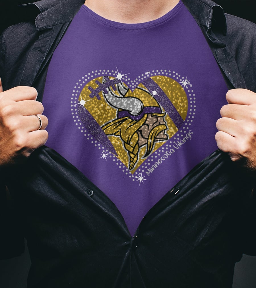 Minnesota Vikings Heart With Iconic Viking T-Shirt