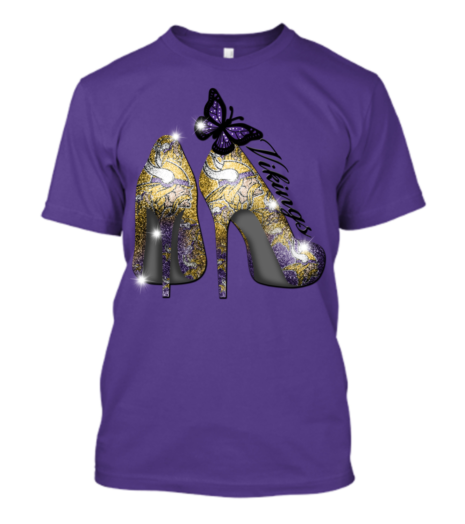 Minnesota Vikings High Heels Butterfly Sparkle T-Shirt