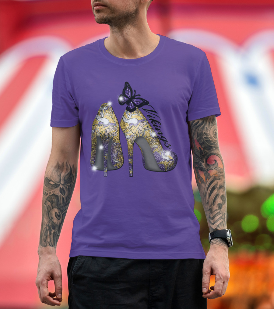 Minnesota Vikings High Heels Butterfly Sparkle T-Shirt
