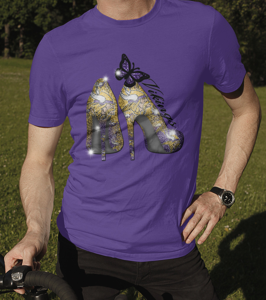 Minnesota Vikings High Heels Butterfly Sparkle T-Shirt