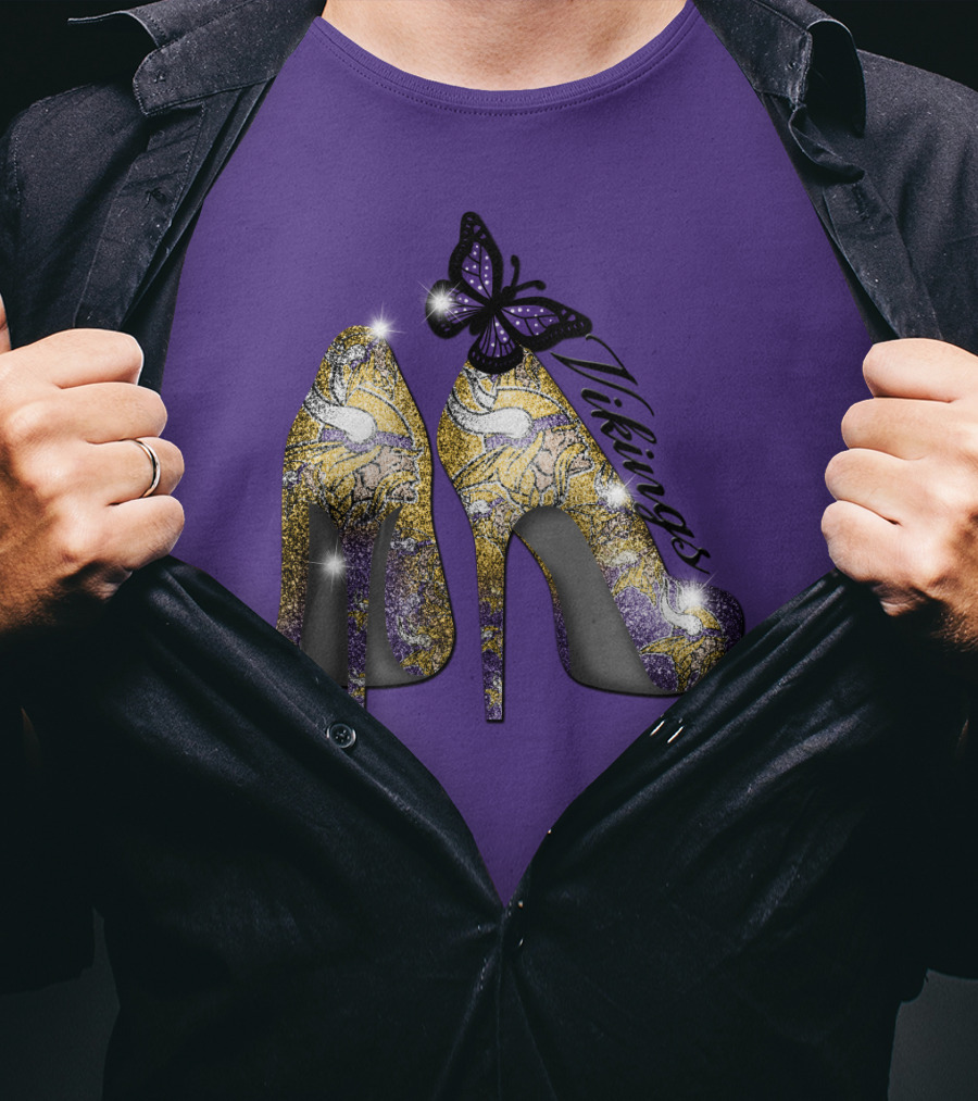 Minnesota Vikings High Heels Butterfly Sparkle T-Shirt