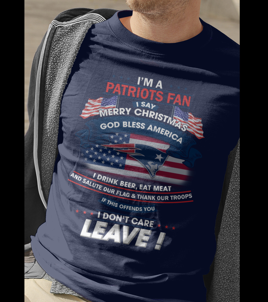I'm A Patriots Fan Merry Christmas God Bless America T-Shirt