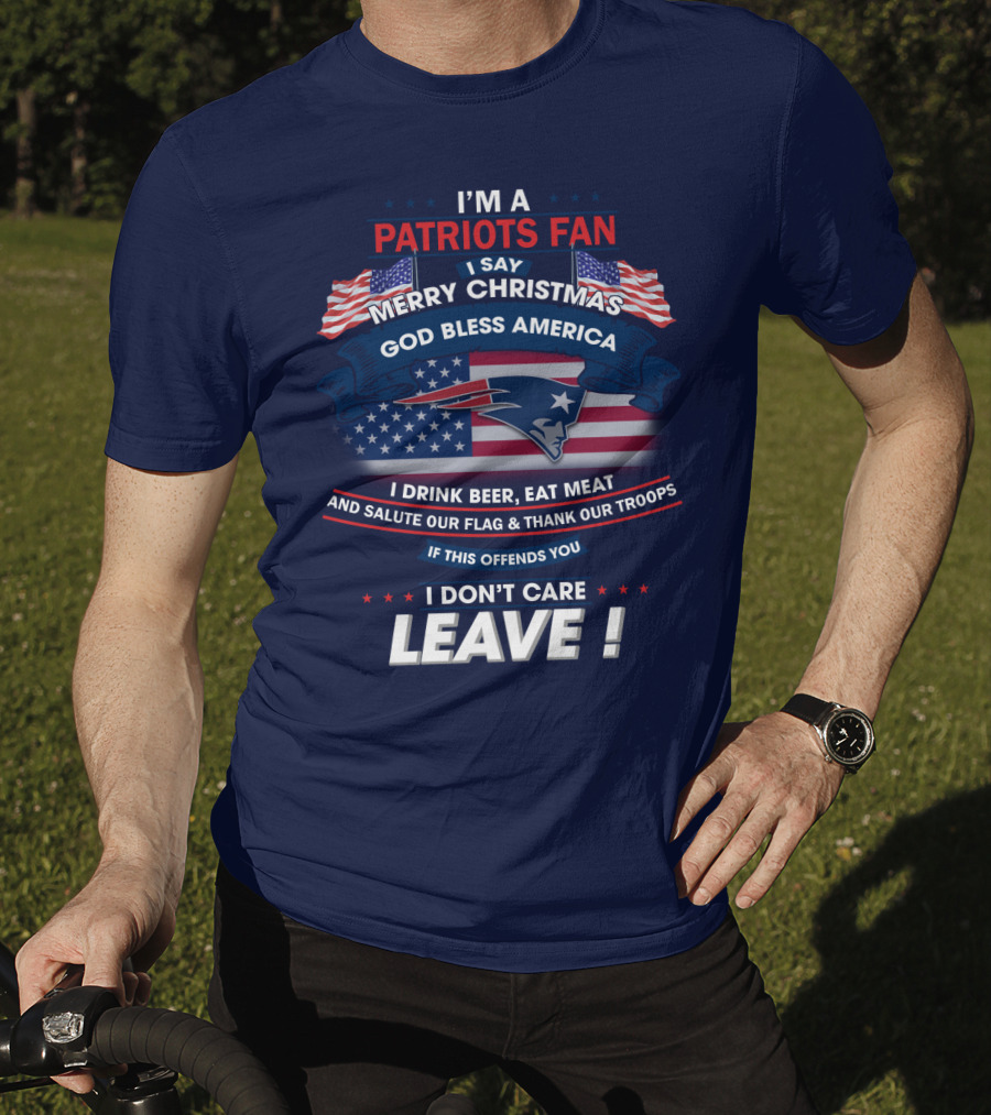 I'm A Patriots Fan Merry Christmas God Bless America T-Shirt