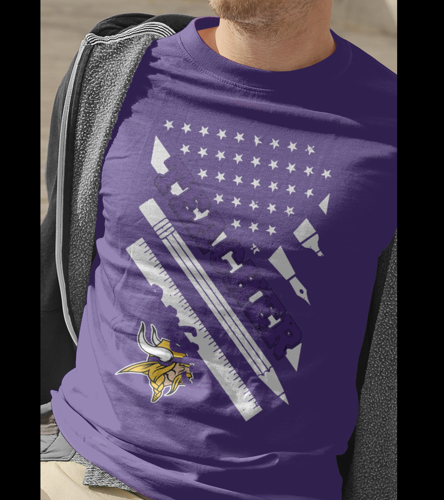 Minnesota Vikings Teacher Ruler Stars T-Shirt