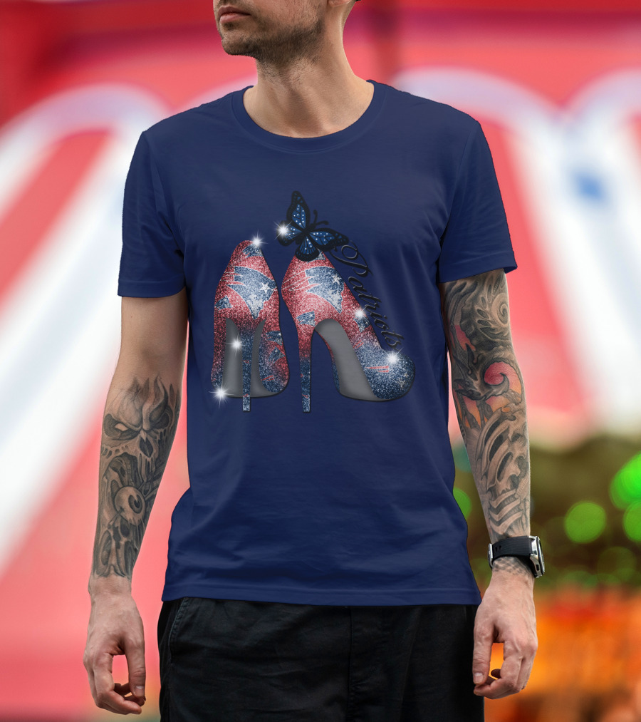 Patriots High Heels Design With Butterfly T-Shirt