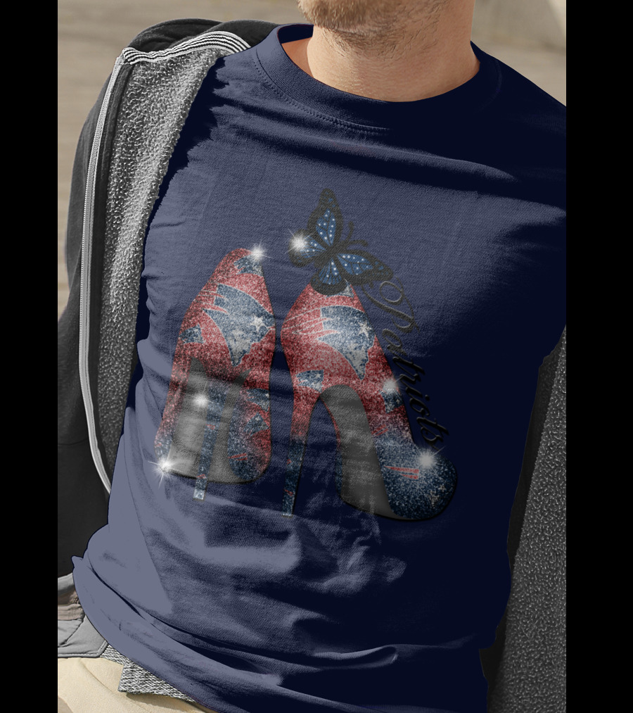 Patriots High Heels Design With Butterfly T-Shirt