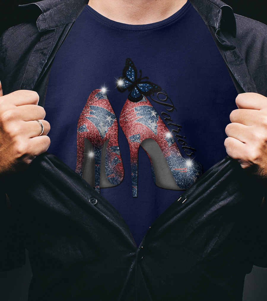 Patriots High Heels Design With Butterfly T-Shirt