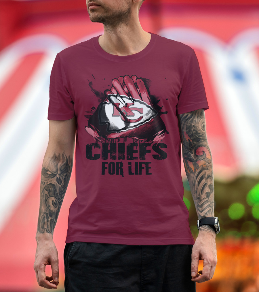 Kansas City Chiefs For Life Kc Logo Football Glove T-Shirt