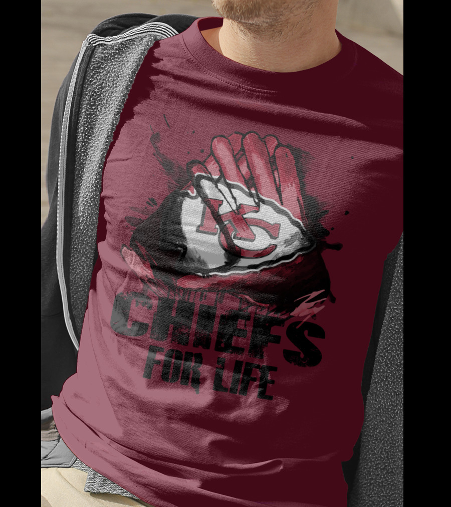 Kansas City Chiefs For Life Kc Logo Football Glove T-Shirt