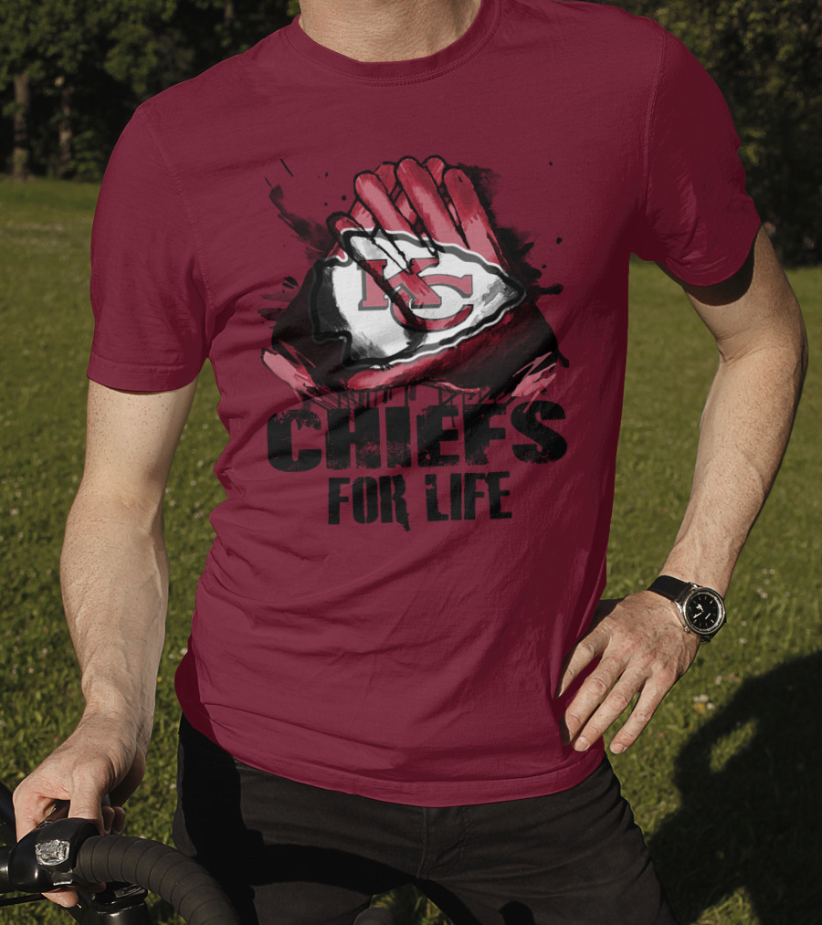 Kansas City Chiefs For Life Kc Logo Football Glove T-Shirt