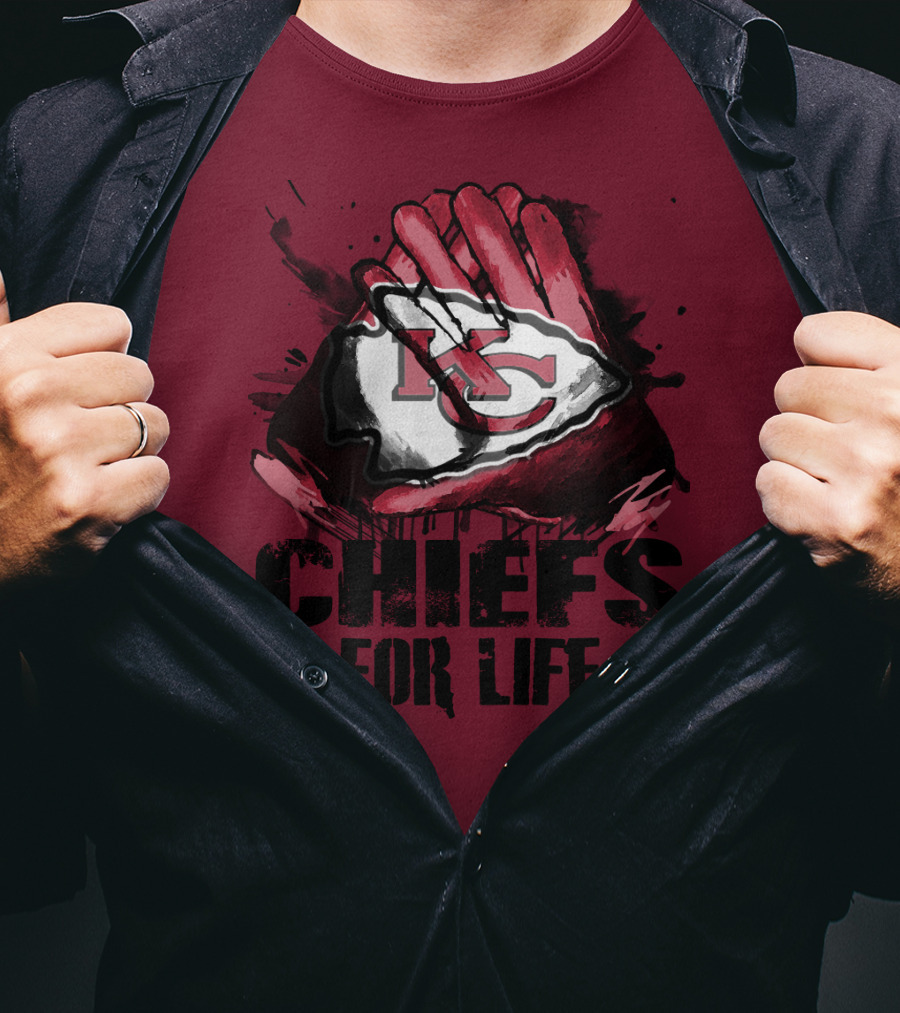 Kansas City Chiefs For Life Kc Logo Football Glove T-Shirt