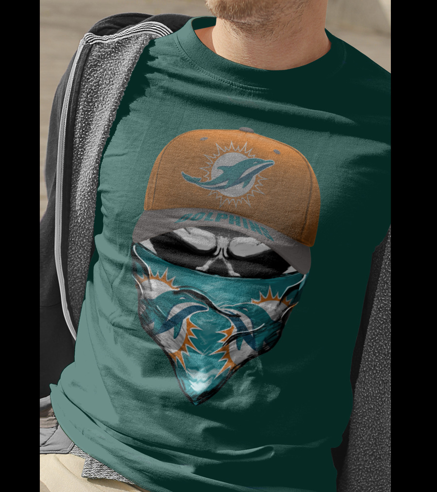 Dolphins Miami Dolphins Logo Mask And Cap T-Shirt