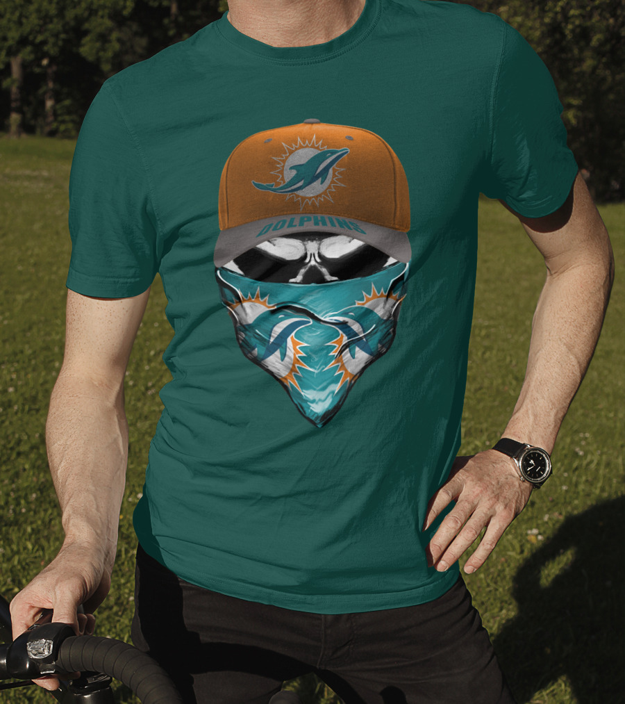 Dolphins Miami Dolphins Logo Mask And Cap T-Shirt