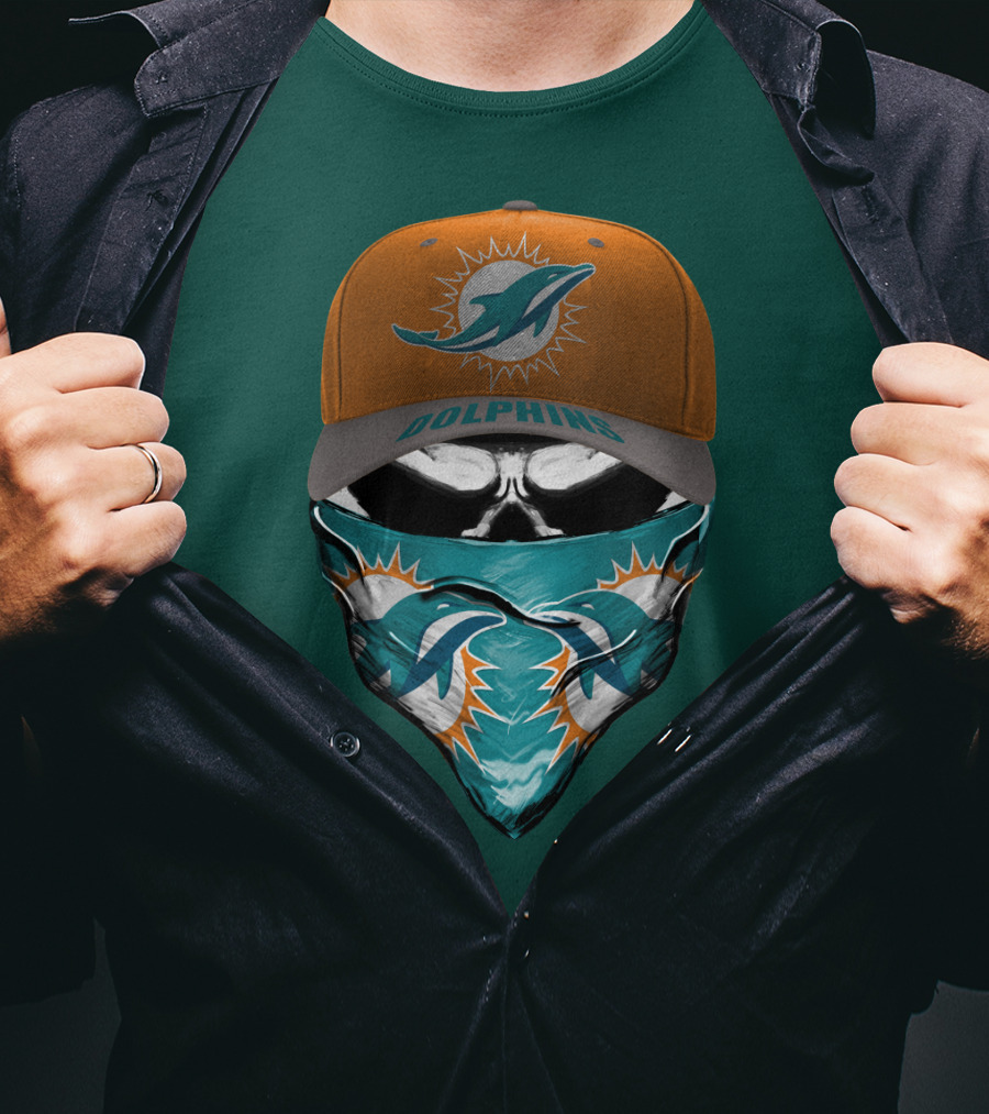 Dolphins Miami Dolphins Logo Mask And Cap T-Shirt