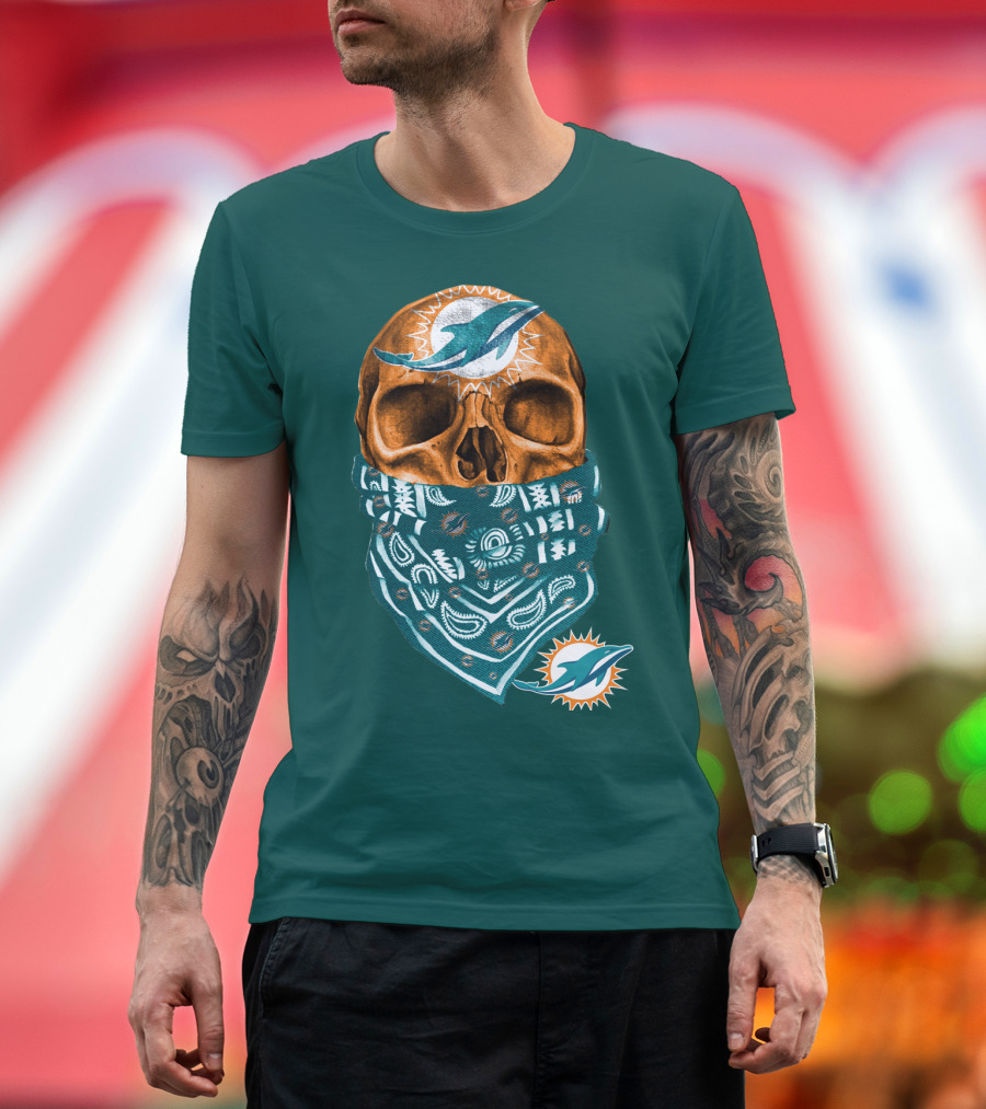 Miami Dolphins Skull Bandana T-Shirt