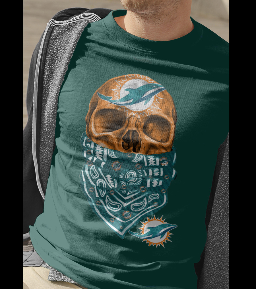 Miami Dolphins Skull Bandana T-Shirt