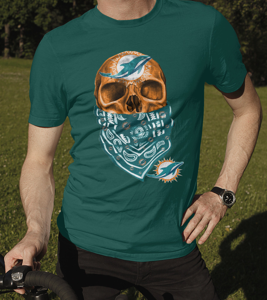 Miami Dolphins Skull Bandana T-Shirt