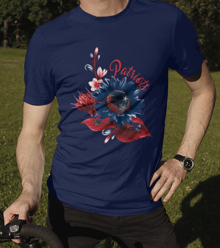 Patriots Floral Design With New England Football Theme T-Shirt