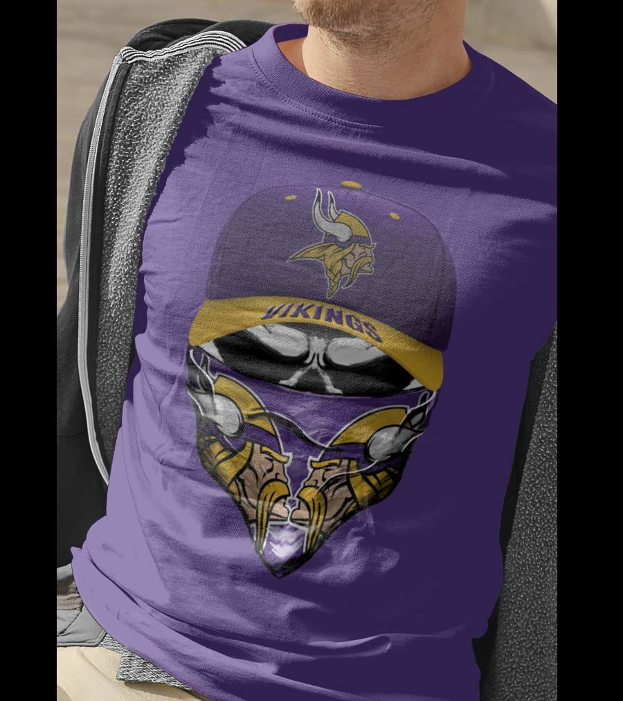 Minnesota Vikings Vikings Logo Hat And Mask Combo T-Shirt