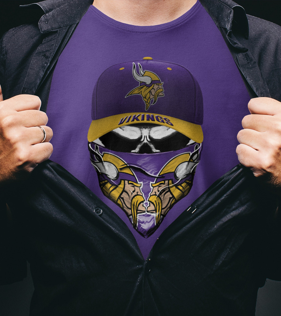 Minnesota Vikings Vikings Logo Hat And Mask Combo T-Shirt