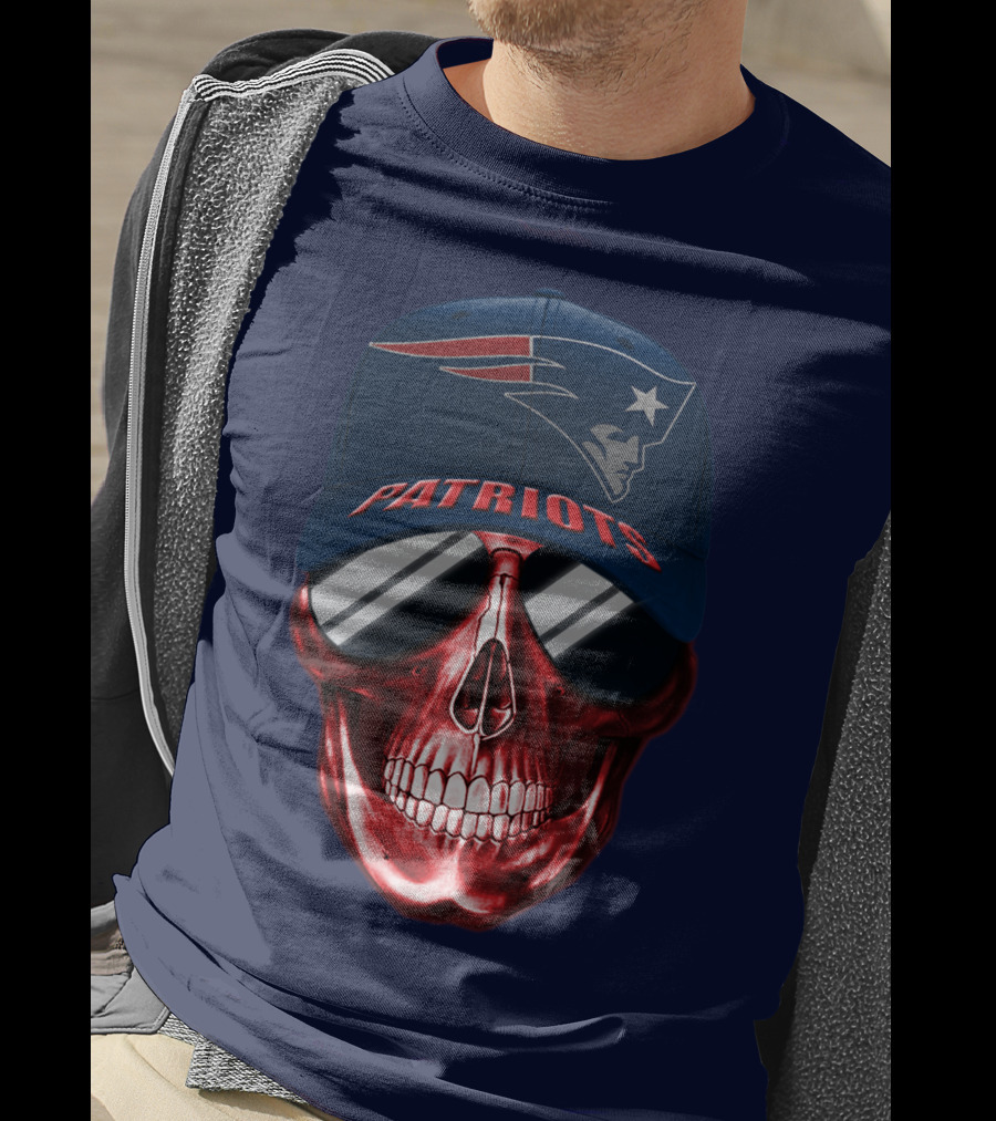 Patriots Skull With Nfl Logo Hat T-Shirt